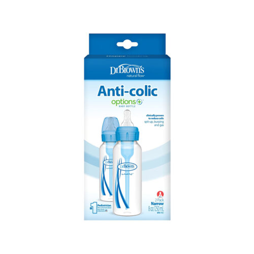 Dr. Brown’s - Options+ Set Anti-Colic Plastik, qafë e ngushtë 2x250ml (0m+)